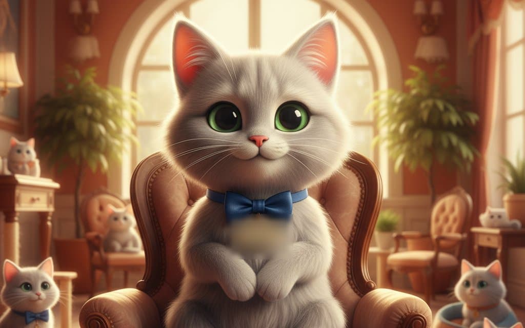 シルバーキャットのイメージキャラクター（銀色の猫）